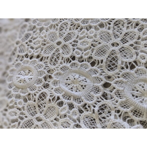 100% Cotton Boho Beachy Floral Eyelet White See Through Pullover Sz M - Picture 2 of 8